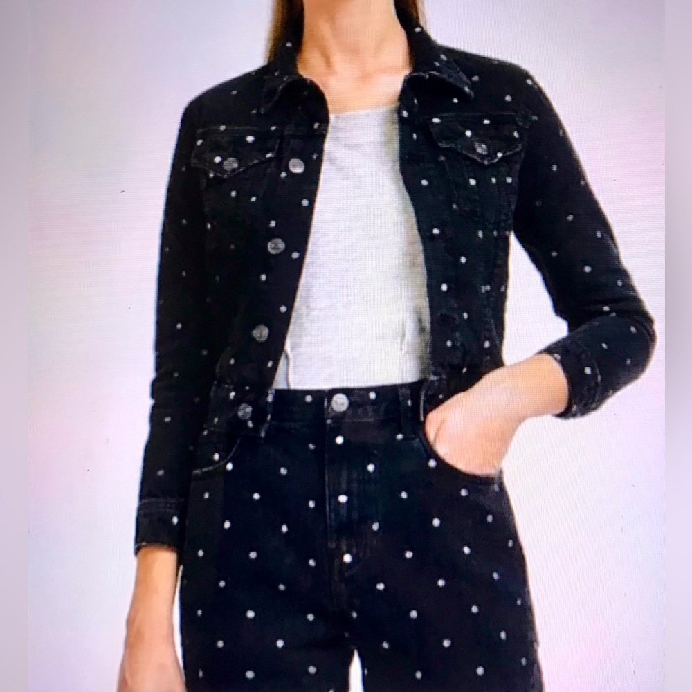 Current/Elliott Black W/ White Polka Dot Jean Jacket